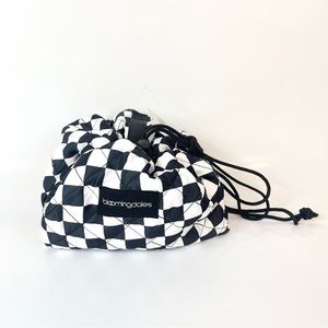Bloomingdales Black/White Checkerboard Flay Lay Makeup Cosmetic Travel Bag Pouch